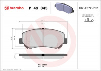 Sada brzdových destiček BREMBO P49045 - MAZDA