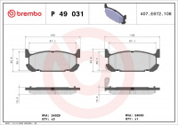 Sada brzdových destiček BREMBO P49031 - MAZDA