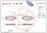 Sada brzdových destiček BREMBO P23140 - CITROËN, FIAT, PEUGEOT