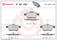 Sada brzdových destiček BREMBO P23155 - FIAT Sada brzdových destiček BREMBO P23155 - FIAT