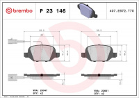 Sada brzdových destiček BREMBO P23146 - ABARTH, FIAT