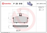Sada brzdových destiček BREMBO P23018 - LANCIA, SEAT
