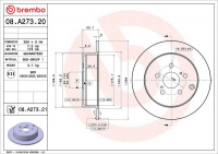 Brzdový kotouč BREMBO 08.A273.20 Brzdový kotouč BREMBO 08.A273.20