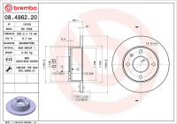 Brzdový kotouč BREMBO 08.4962.20 - FORD