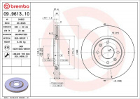 Brzdový kotouč BREMBO 09.9613.10 - PEUGEOT Brzdový kotouč BREMBO 09.9613.10 - PEUGEOT