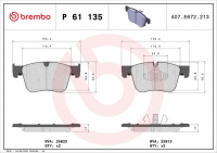 Sada brzdových destiček BREMBO P61135 - DS, PEUGEOT