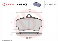 Sada brzdových destiček BREMBO P65008 - PORSCHE