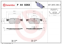 Sada brzdových destiček BREMBO P44026X - JAGUAR, LAND ROVER