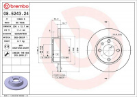 Brzdový kotouč BREMBO 08.5243.24 - ŠKODA Brzdový kotouč BREMBO 08.5243.24 - ŠKODA
