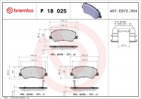 Sada brzdových destiček BREMBO P18025 - HYUNDAI, KIA
