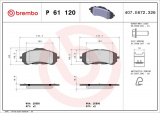 Sada brzdových destiček BREMBO P61120 - PEUGEOT