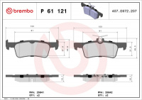 Sada brzdových destiček BREMBO P61121 - PEUGEOT