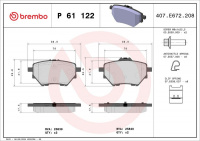Sada brzdových destiček BREMBO P61122 - CITROËN, OPEL, PEUGEOT