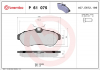 Sada brzdových destiček BREMBO P61075 - CITROËN