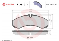 Sada brzdových destiček BREMBO PA6017 - IVECO, RENAULT TRUCKS