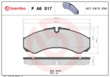 Sada brzdových destiček BREMBO PA6017 - IVECO, RENAULT TRUCKS