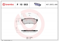 Sada brzdových destiček BREMBO P10053 - CHEVROLET