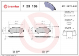 Sada brzdových destiček BREMBO P23136