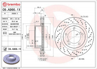 Brzdový kotouč BREMBO 09.A966.1X - TOYOTA Brzdový kotouč BREMBO 09.A966.1X - TOYOTA