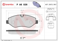 Sada brzdových destiček BREMBO PA6026 - IVECO