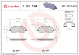 Sada brzdových destiček BREMBO P61104 - CITROËN, FIAT, LANCIA, PEUGEOT