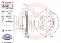 Brzdový kotouč BREMBO 09.A966.11 - TOYOTA Brzdový kotouč BREMBO 09.A966.11 - TOYOTA