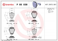 Sada brzdových destiček BREMBO P85038 - AUDI Sada brzdových destiček BREMBO P85038 - AUDI