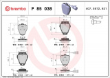 Sada brzdových destiček BREMBO P85038 - AUDI