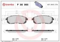 Sada brzdových destiček BREMBO P56065 - NISSAN