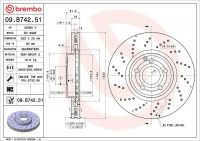 Brzdový kotouč BREMBO 09.B742.51 - MERCEDES-BENZ
