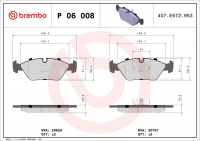 Sada brzdových destiček BREMBO P06008 - BMW