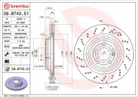 Brzdový kotouč BREMBO 09.B743.51 - MERCEDES-BENZ Brzdový kotouč BREMBO 09.B743.51 - MERCEDES-BENZ
