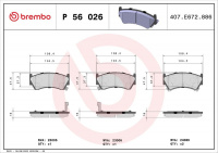 Sada brzdových destiček BREMBO P56026 - NISSAN