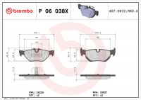 Sada brzdových destiček BREMBO P06038X - BMW