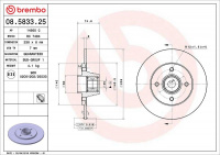 Brzdový kotouč BREMBO 08.5833.25 - RENAULT