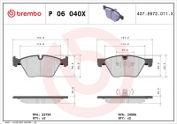 Sada brzdových destiček BREMBO P06040X - BMW
