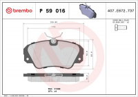 Sada brzdových destiček BREMBO P59016 - OPEL