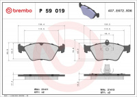 Sada brzdových destiček BREMBO P59019 - OPEL, SAAB