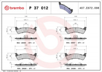 Sada brzdových destiček BREMBO P37012 - JEEP