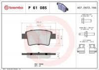 Sada brzdových destiček BREMBO P61085 - CITROËN
