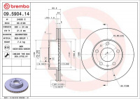 Brzdový kotouč BREMBO 09.5904.14 - CITROËN, FIAT