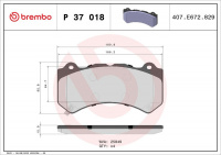 Sada brzdových destiček BREMBO P37018 - DODGE, JEEP, NISSAN