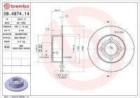 Brzdový kotouč BREMBO 08.4874.14 - AUDI