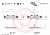 Sada brzdových destiček BREMBO P24044 - FORD