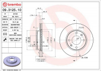 Brzdový kotouč BREMBO 09.3125.10 - PEUGEOT