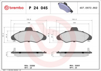 Sada brzdových destiček BREMBO P24045 -FORD