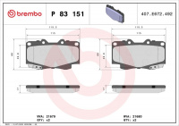 Sada brzdových destiček BREMBO P83151 - TOYOTA Sada brzdových destiček BREMBO P83151 - TOYOTA