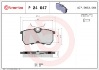 Sada brzdových destiček BREMBO P24047 - FORD