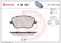 Sada brzdových destiček BREMBO P85057 - SEAT, ŠKODA, VW