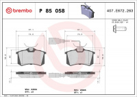 Sada brzdových destiček BREMBO P85058 - FORD, SEAT, VW Sada brzdových destiček BREMBO P85058 - FORD, SEAT, VW